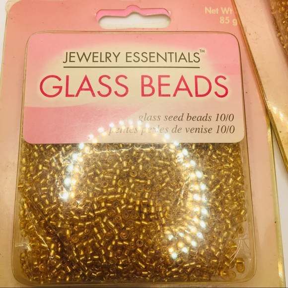 GLASS BEADS IN GOLD COLOR. 3oz. Ea. Pkg! 3 pc - Picture 3 of 4